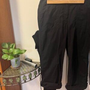 Jones New York Black 100% Cotton Long Pants with Roll-Up to Crops, Size 8